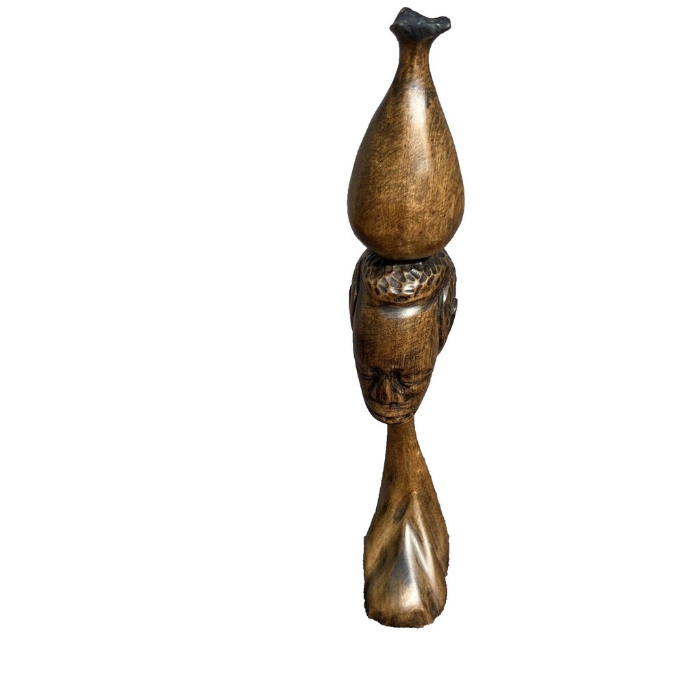 African Tribal Women Wood Hand Carving Native Sculpture Figure 11.5” Tall